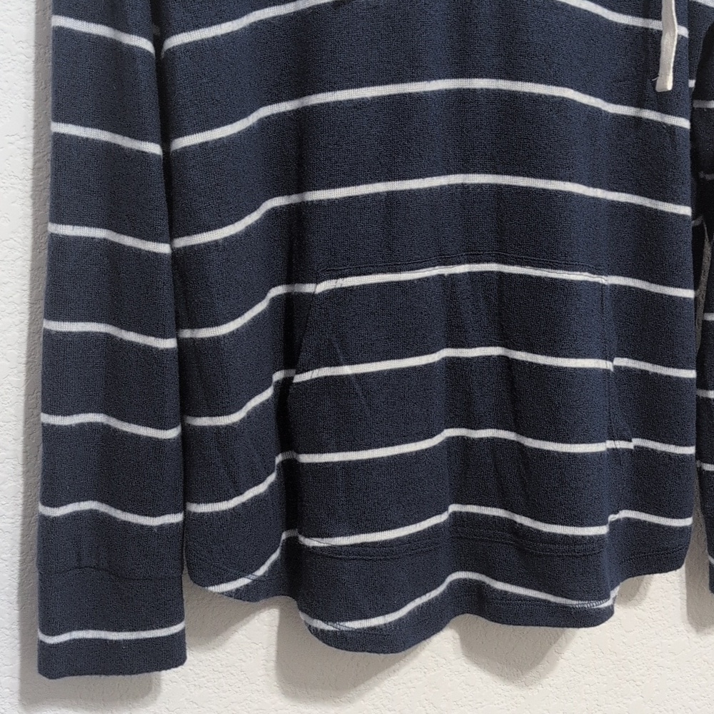 Market & Spruce Kallon Soft Brushed‎ Pullover Hoodie Navy Blue White Stripes XL - Picture 4 of 11